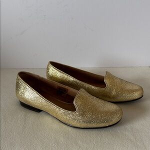 Fossil Calabash Golden Cracked Leather Flats